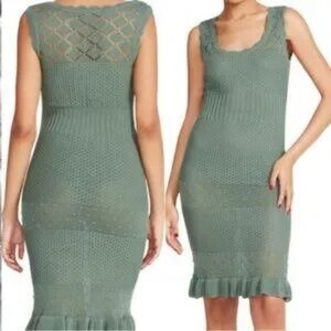 Betsey Johnson Green Crochet Vicose High Stretch Dress